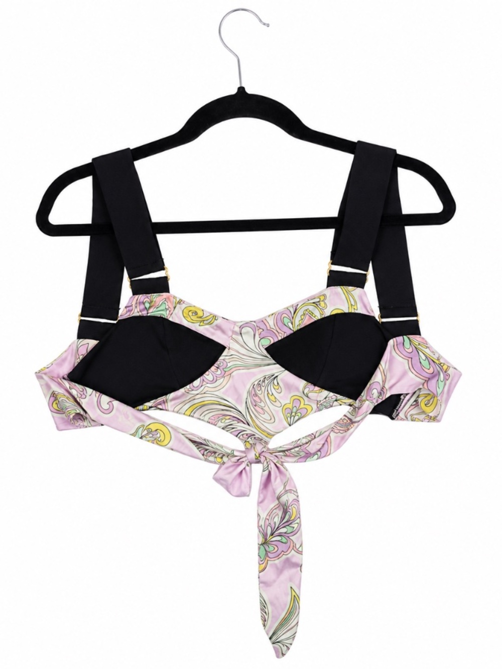 ASOS DESIGN Women's Size US 2 Crop Top Paisley Pink Satin Tie Back Bustier Brale